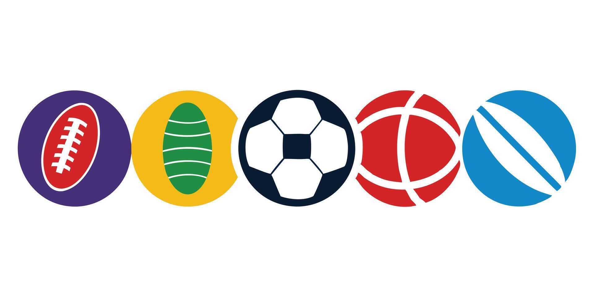 A group of different colored balls with different sports vector