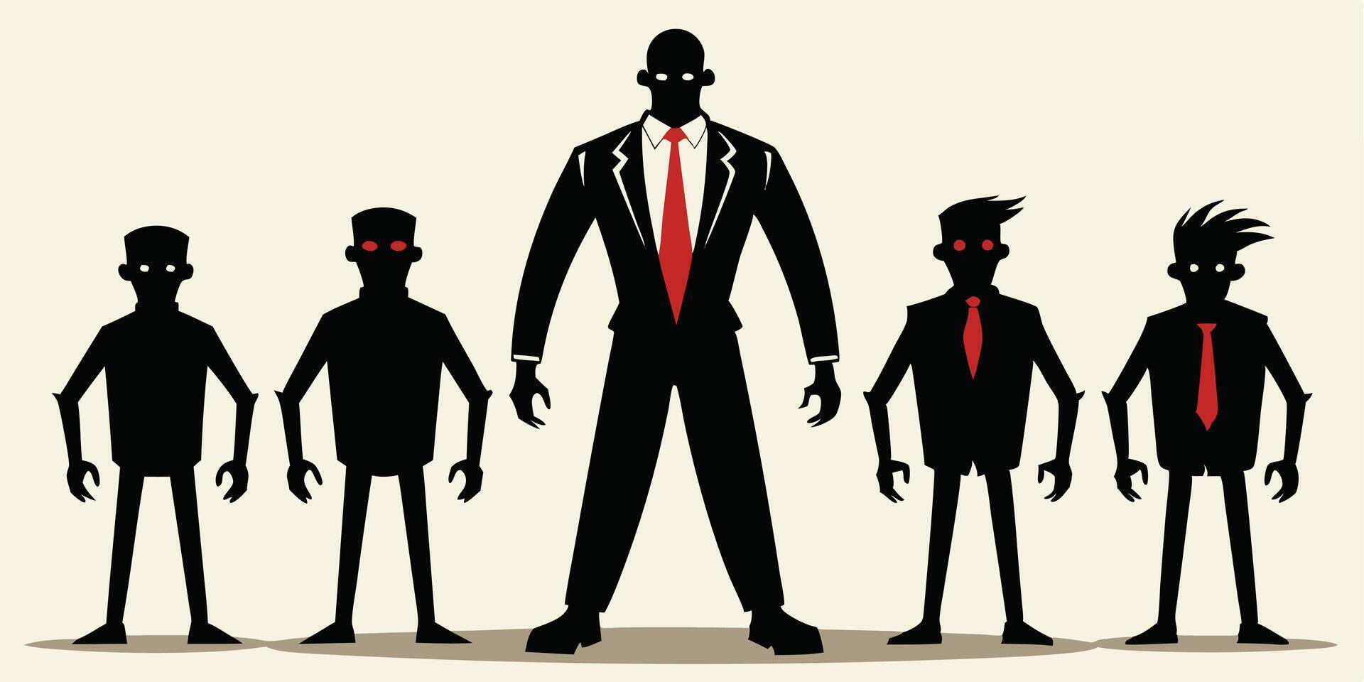 A group of people in suits standing in front of a man in a suit vector