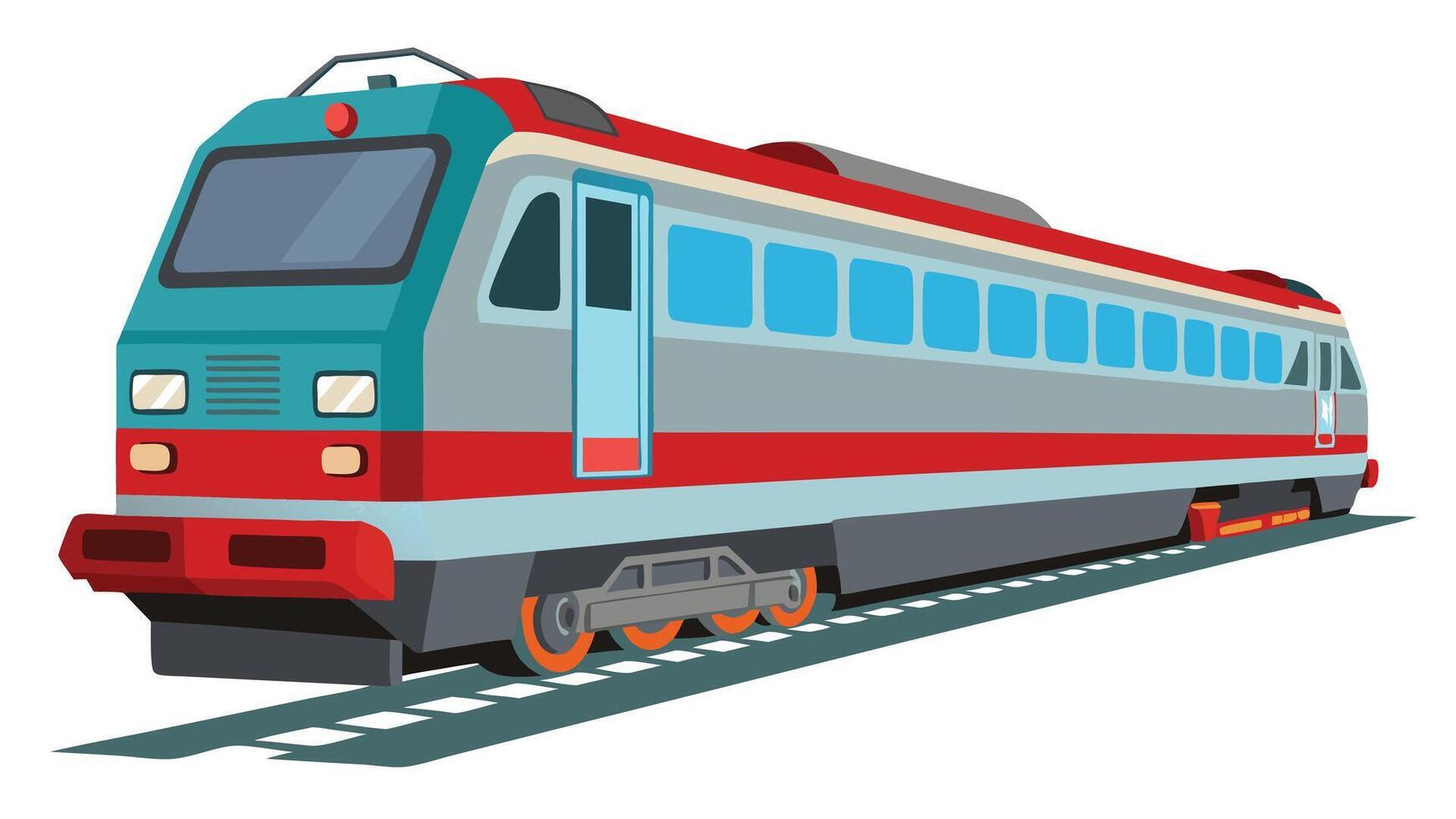 A cartoon train on the tracks vector