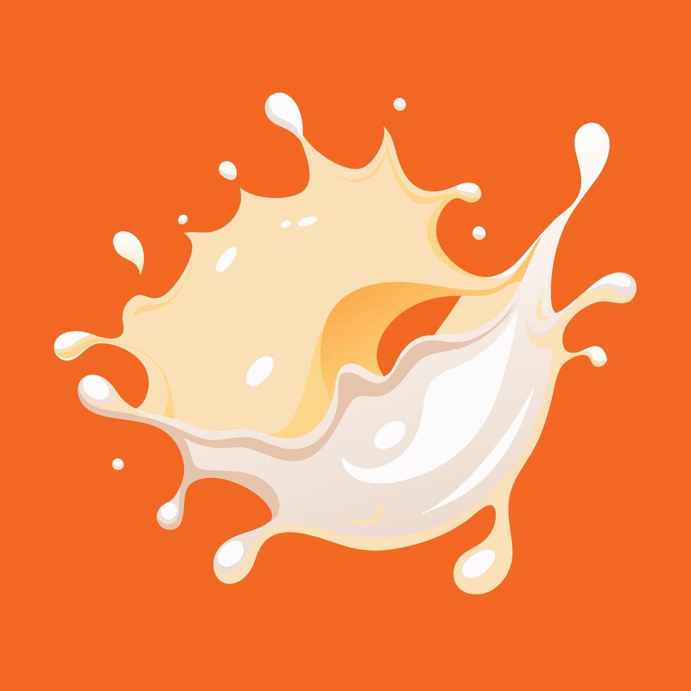 A splash of milk on an orange background vector