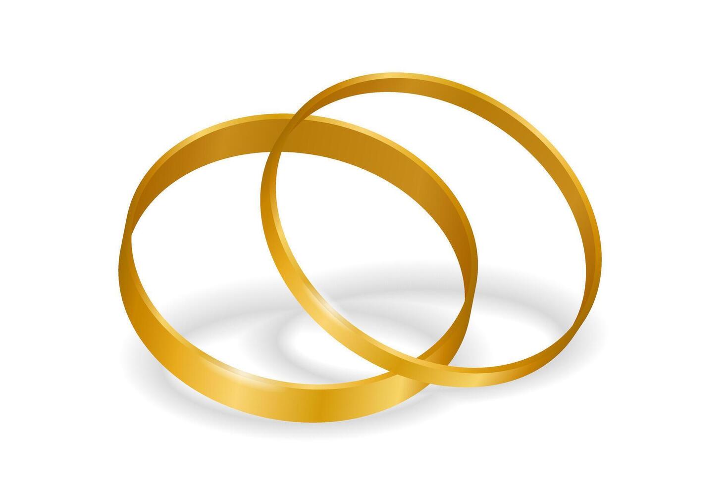 Gold wedding rings illustration. Jewelry glow ring, romance and love symbol vector