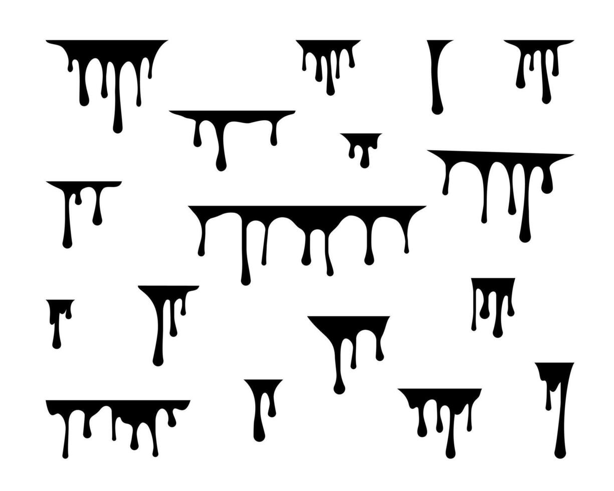 Paint drop . Dripping liquid. Stream of paint silhouette isolated on white. vector