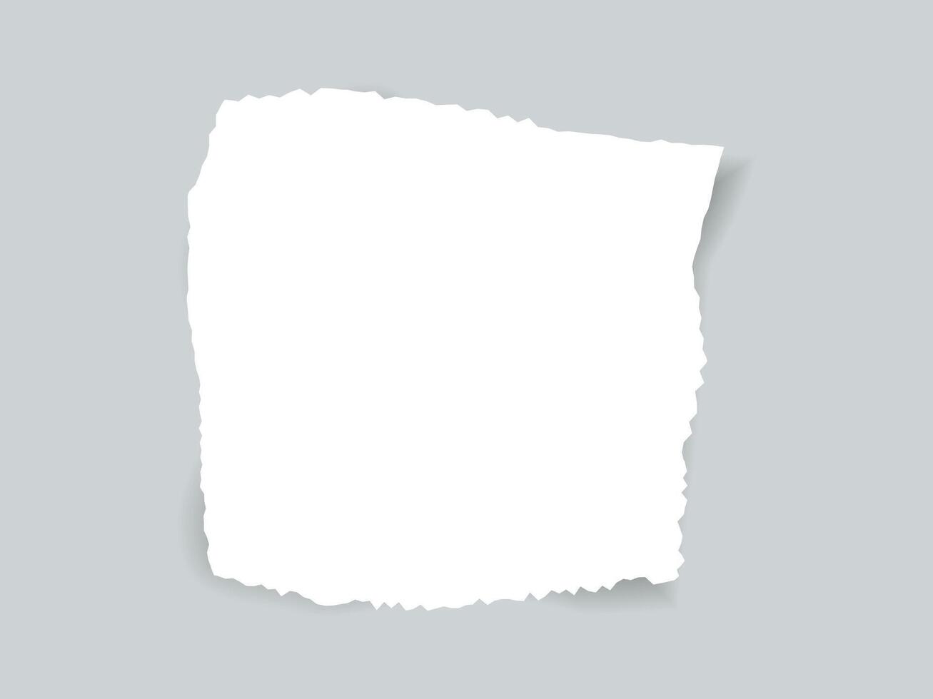 Torn edge paper illustration. Piece ripped blank with shadow. Rip white note vector