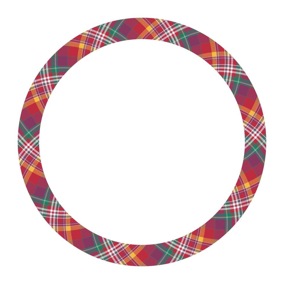 Circle borders and frames . Round border pattern geometric vintage frame design. Scottish tartan plaid fabric texture. Template for gift card, collage, scrapbook or photo album and portrait. vector