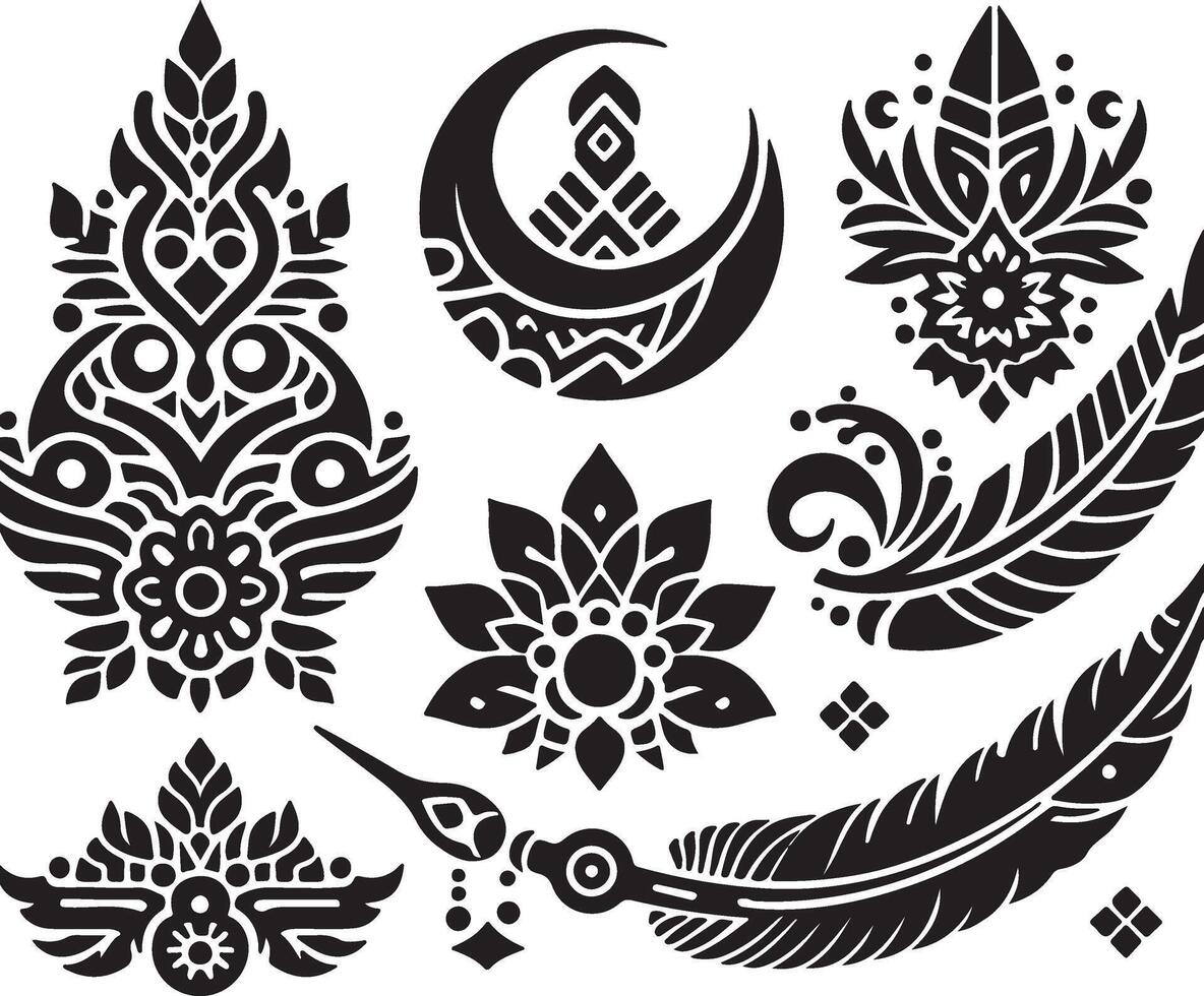 silhouette of element ethnic on white background vector