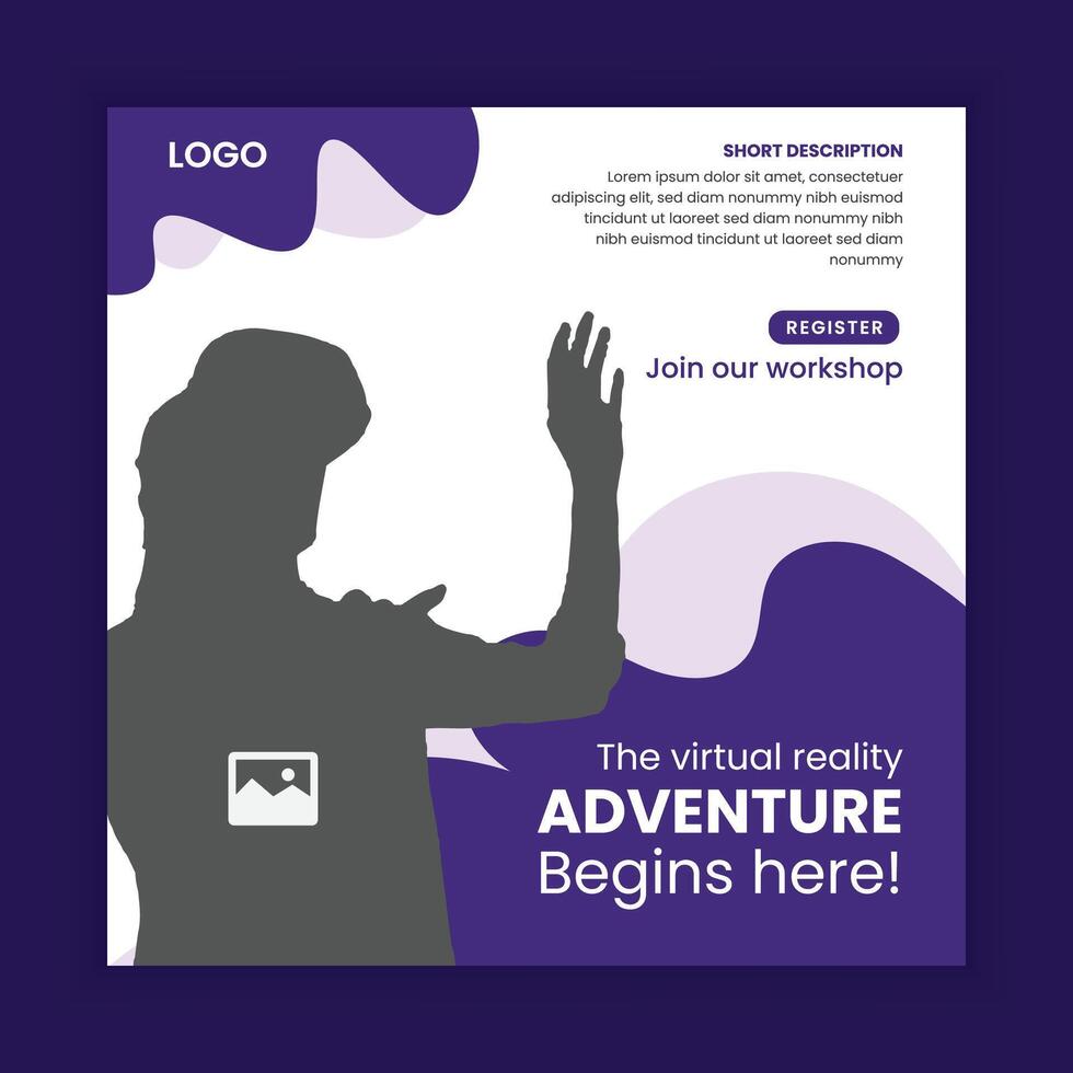 Future technology flyer. Virtual reality 3d game training workshop banner design, web banner design for vr game online training workshop vector