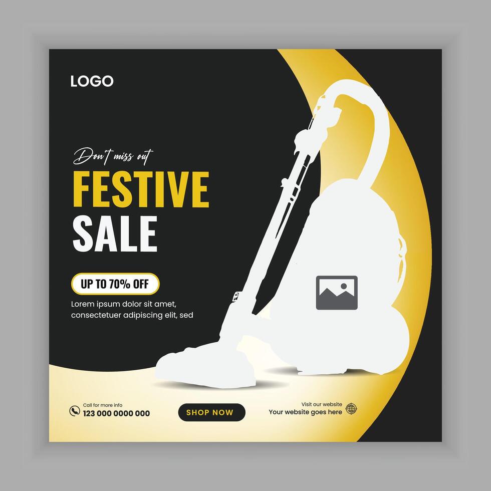 Festive super sale social media post banner design and home appliance ad post template vector