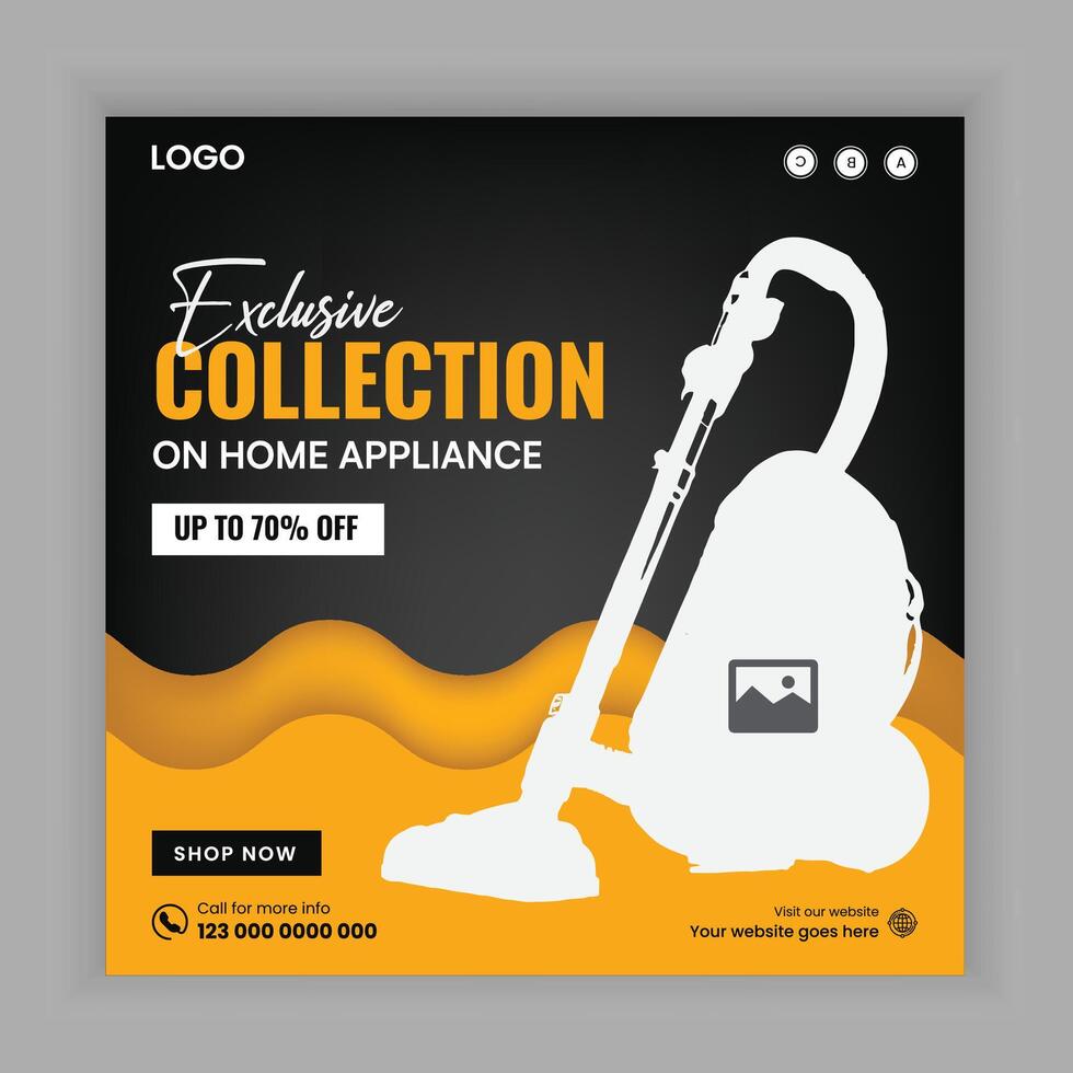 Exclusive home appliance social media post banner design and appliance web post template vector