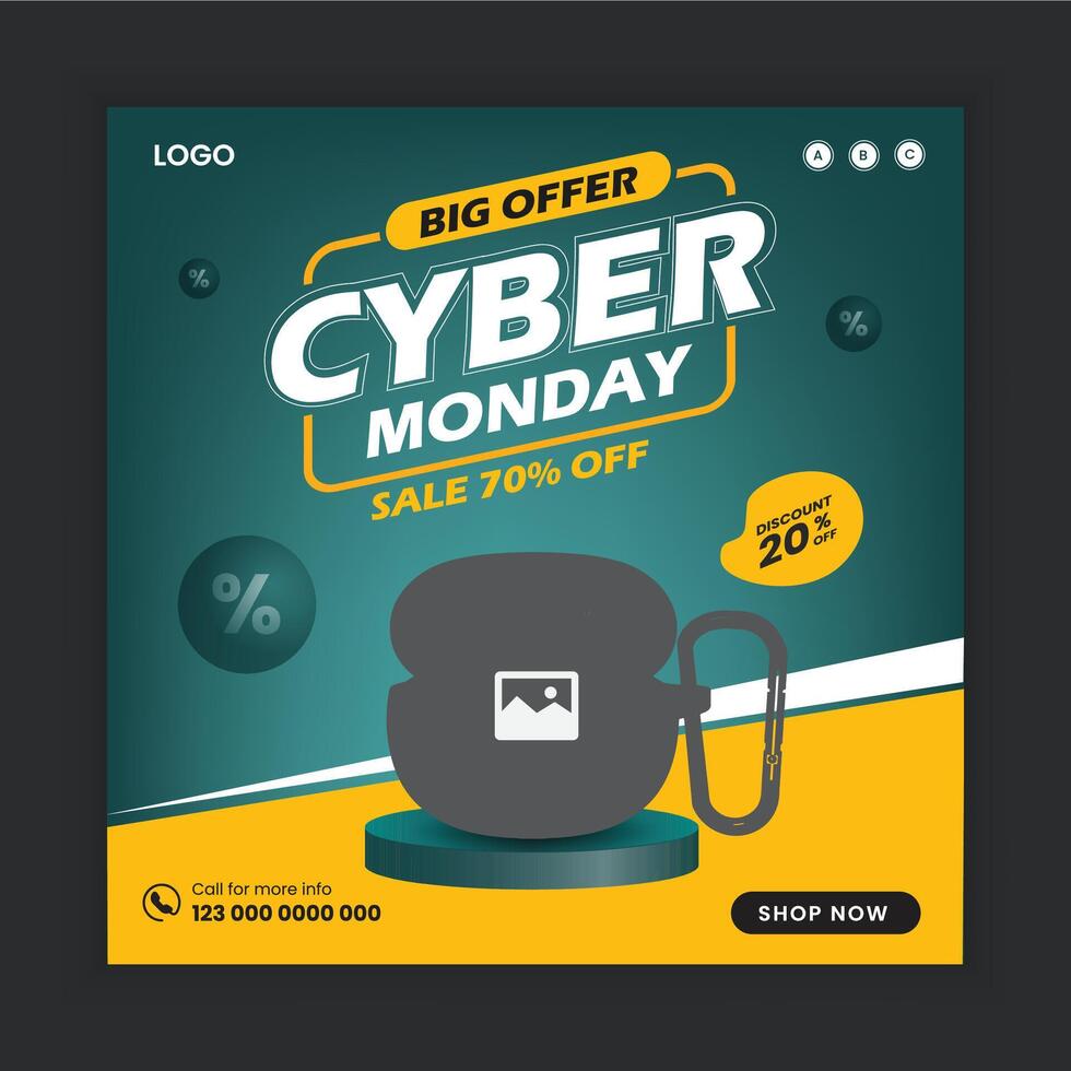 Social media post design template for flash sale earbud sale promotion web banner design vector