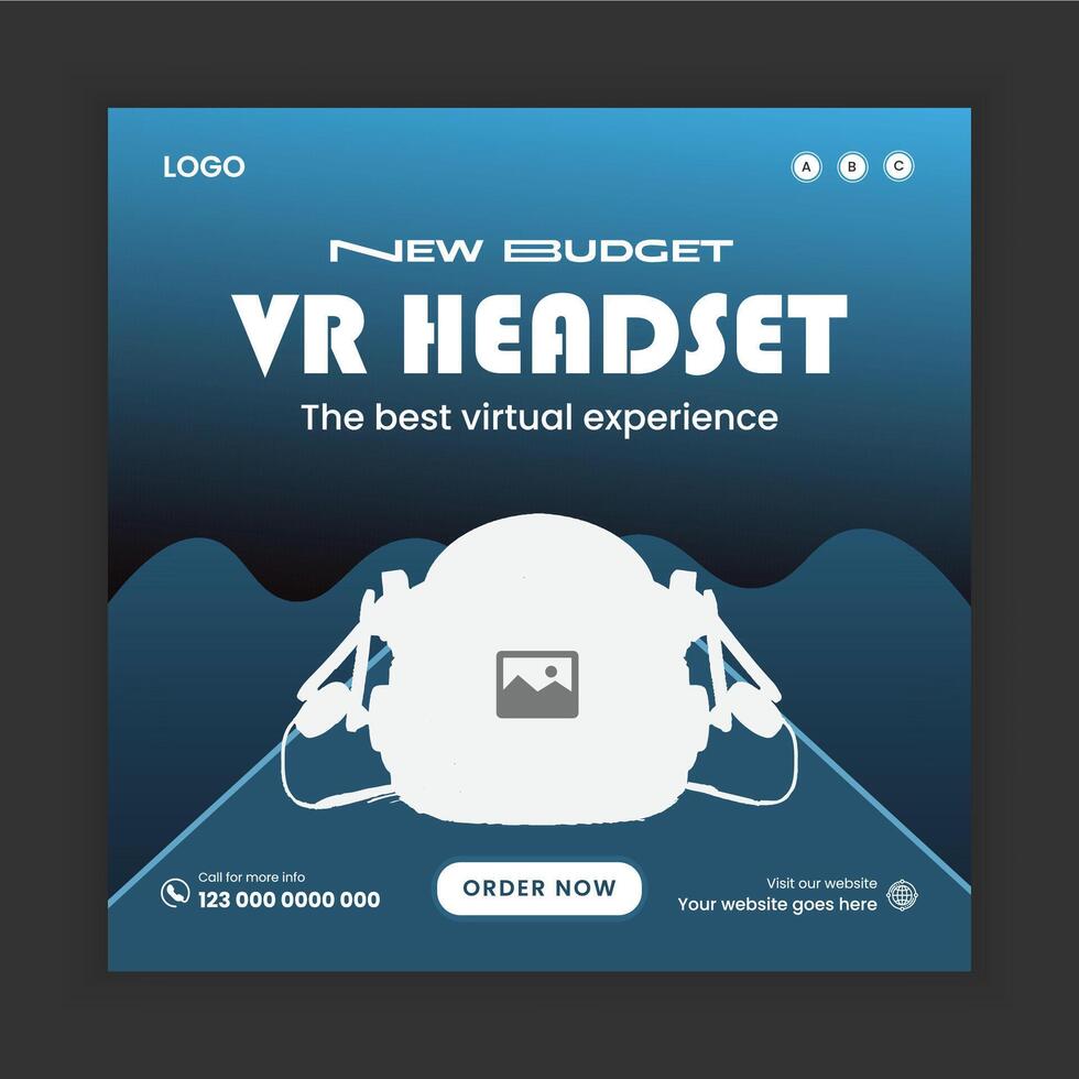 Virtual reality trend social media post template, future technology business web banner template vector