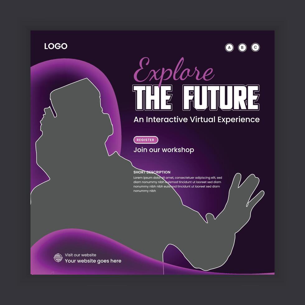 Virtual reality workshop announcement template vector