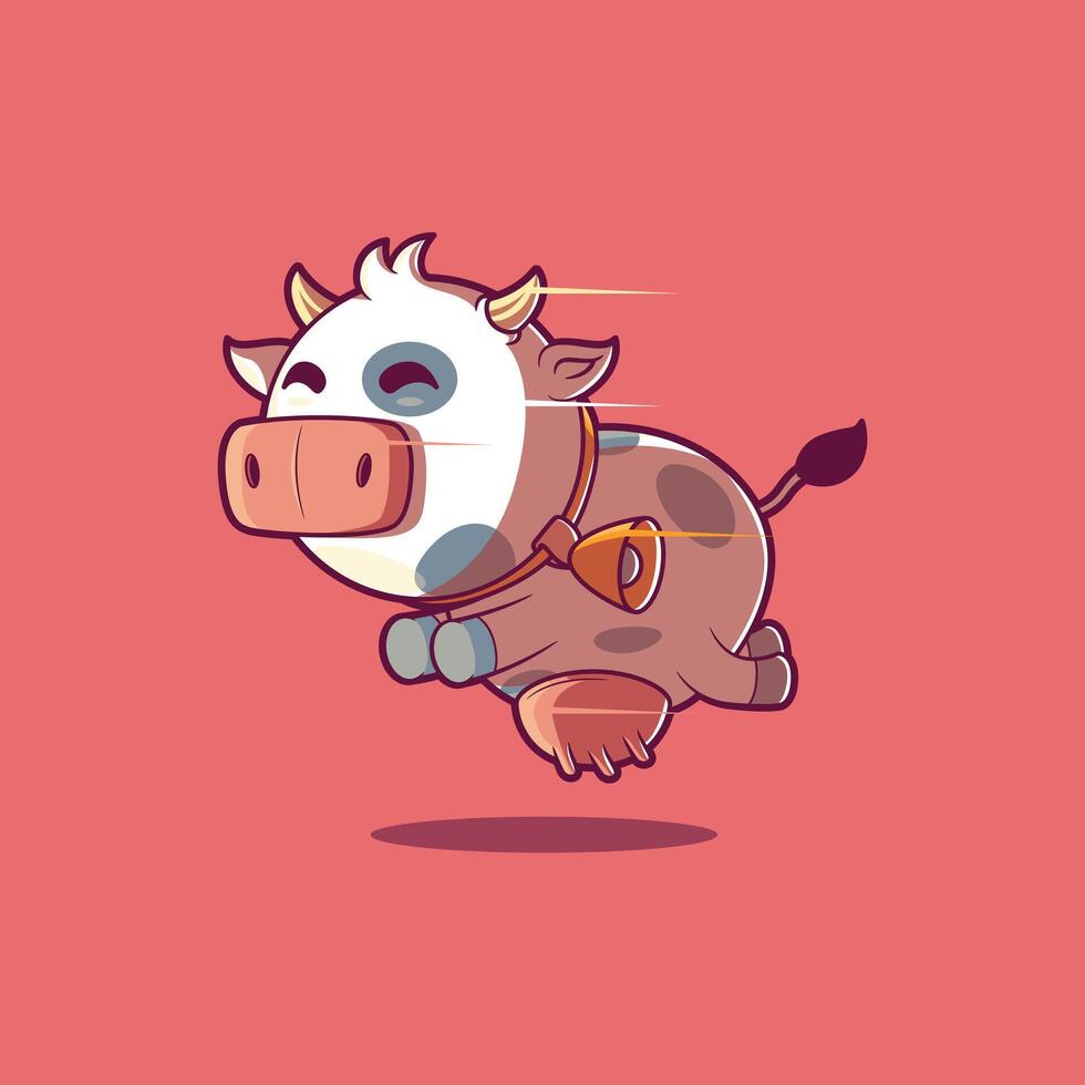 Cute Cow jumping. vector