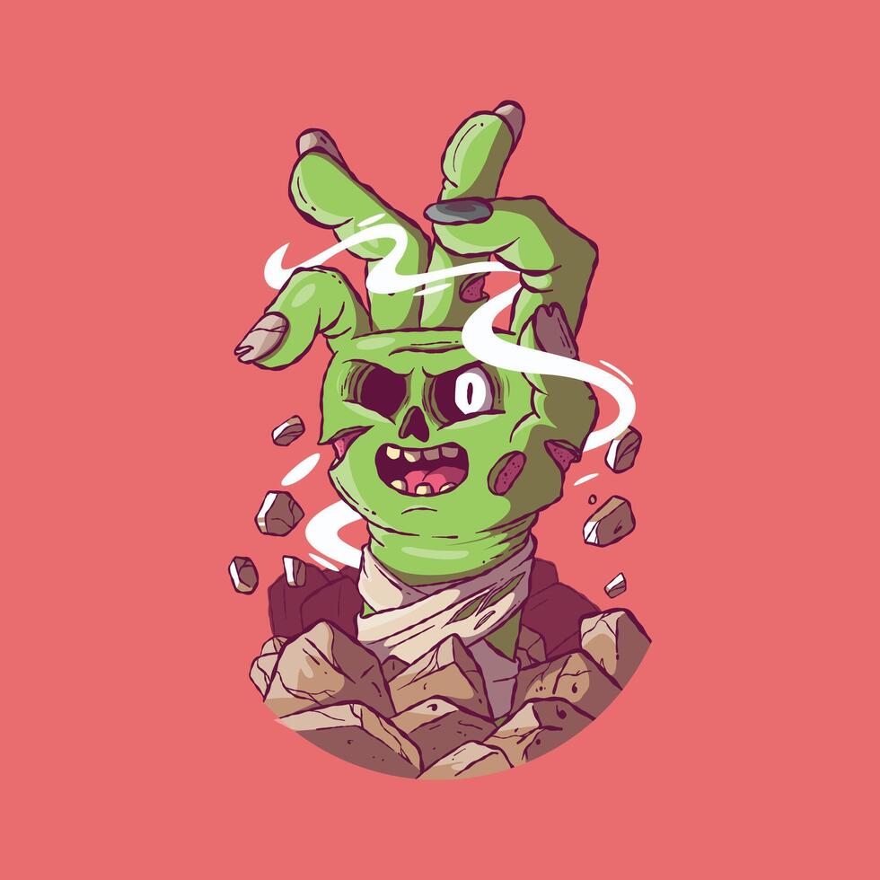 A Zombie Hand character coming out of the floor. vector