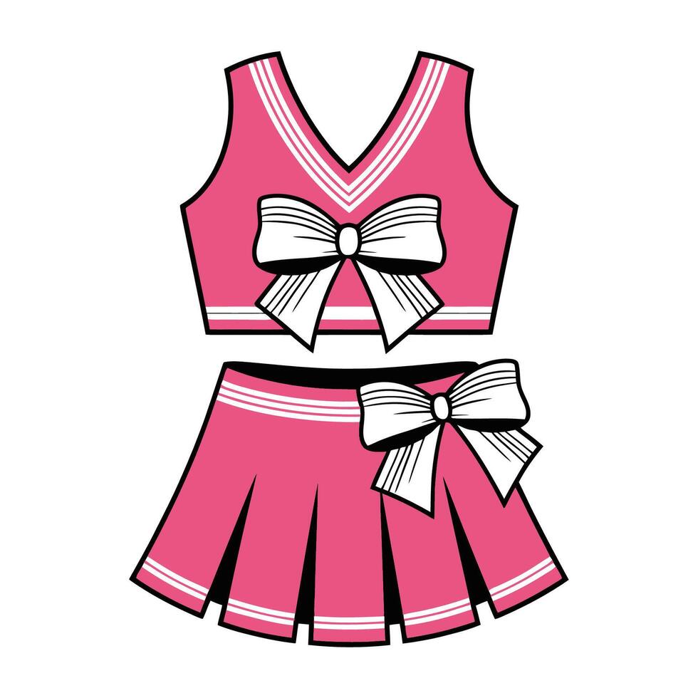 Pink Cheerleader Uniform Illustration with Bows vector