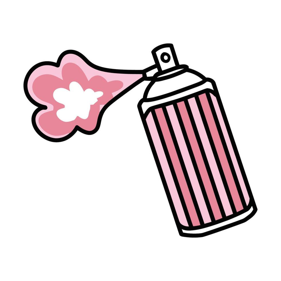 Pink spray paint can with cloud spray illustration vector