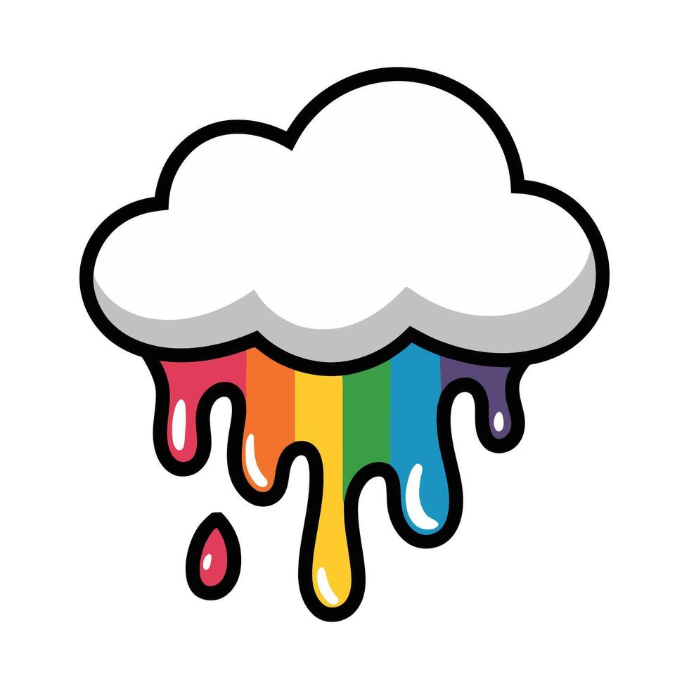 Colorful dripping rainbow cloud illustration vector