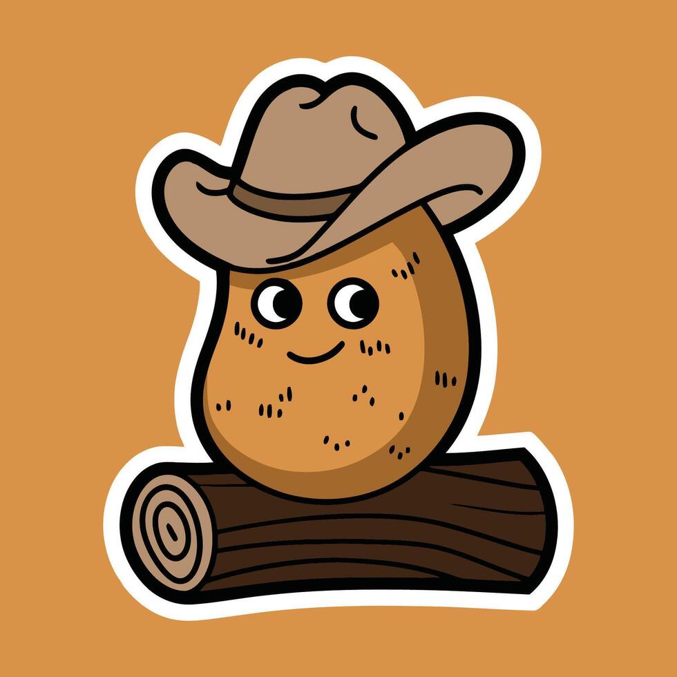Cartoon Potato Character in a Cowboy Hat vector