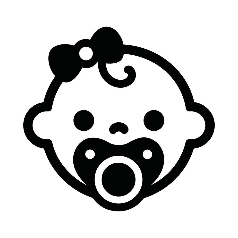 Cute Baby Face Icon with Bow vector