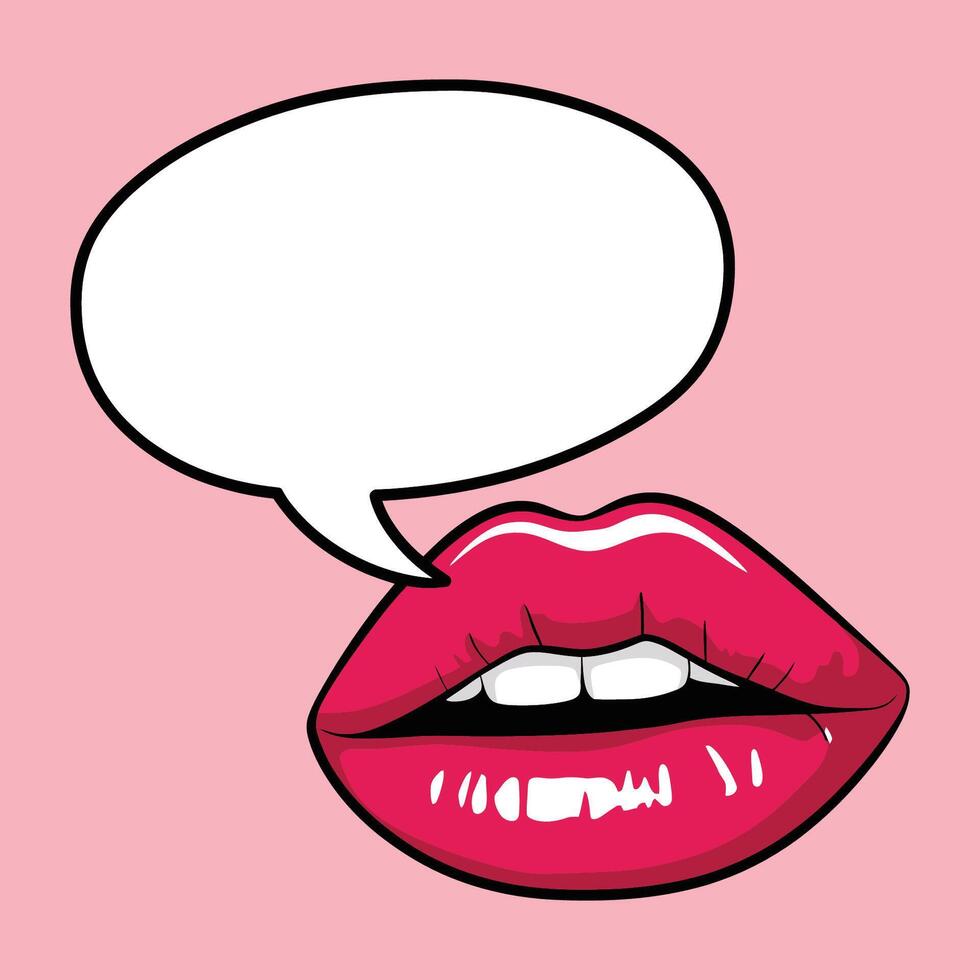 cartoon lips with speech bubble illustration vector