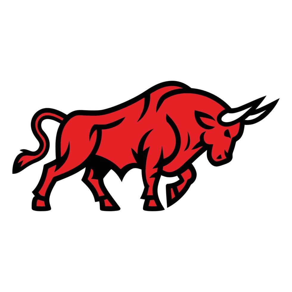 Angry bull mascot ready to attack cartoon logo illustration vector
