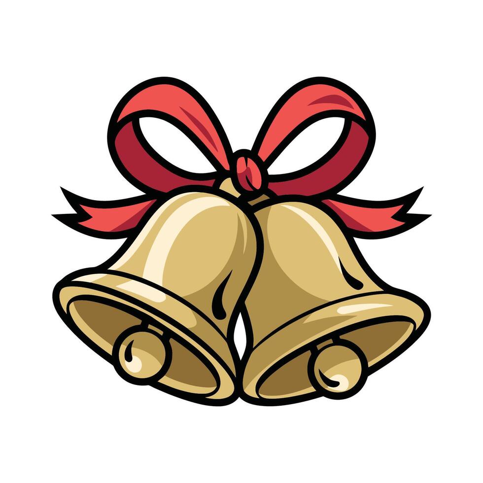 Golden Bells with Red Bow Illustration vector