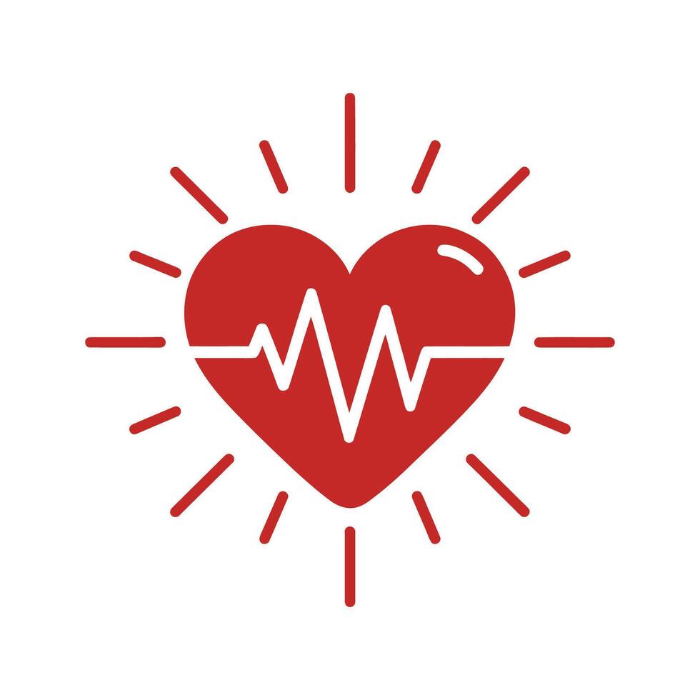 Red Heart with EKG Pulse Line Illustration vector