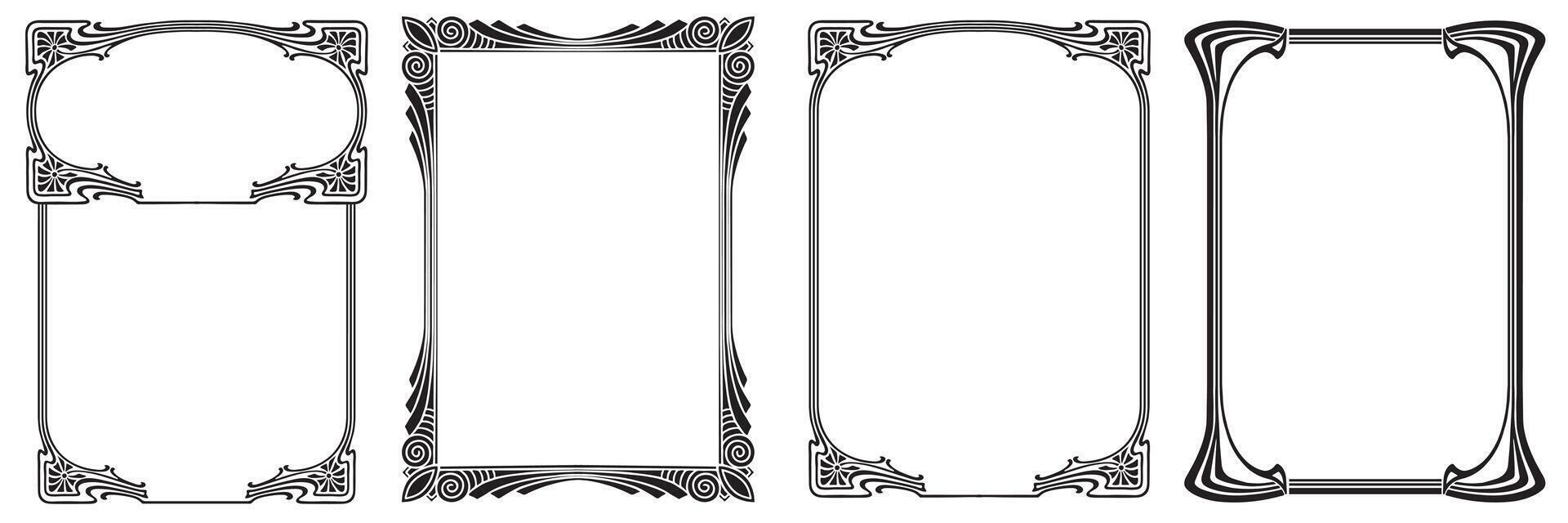 Frames with style Art Nouveau ornament set. vector