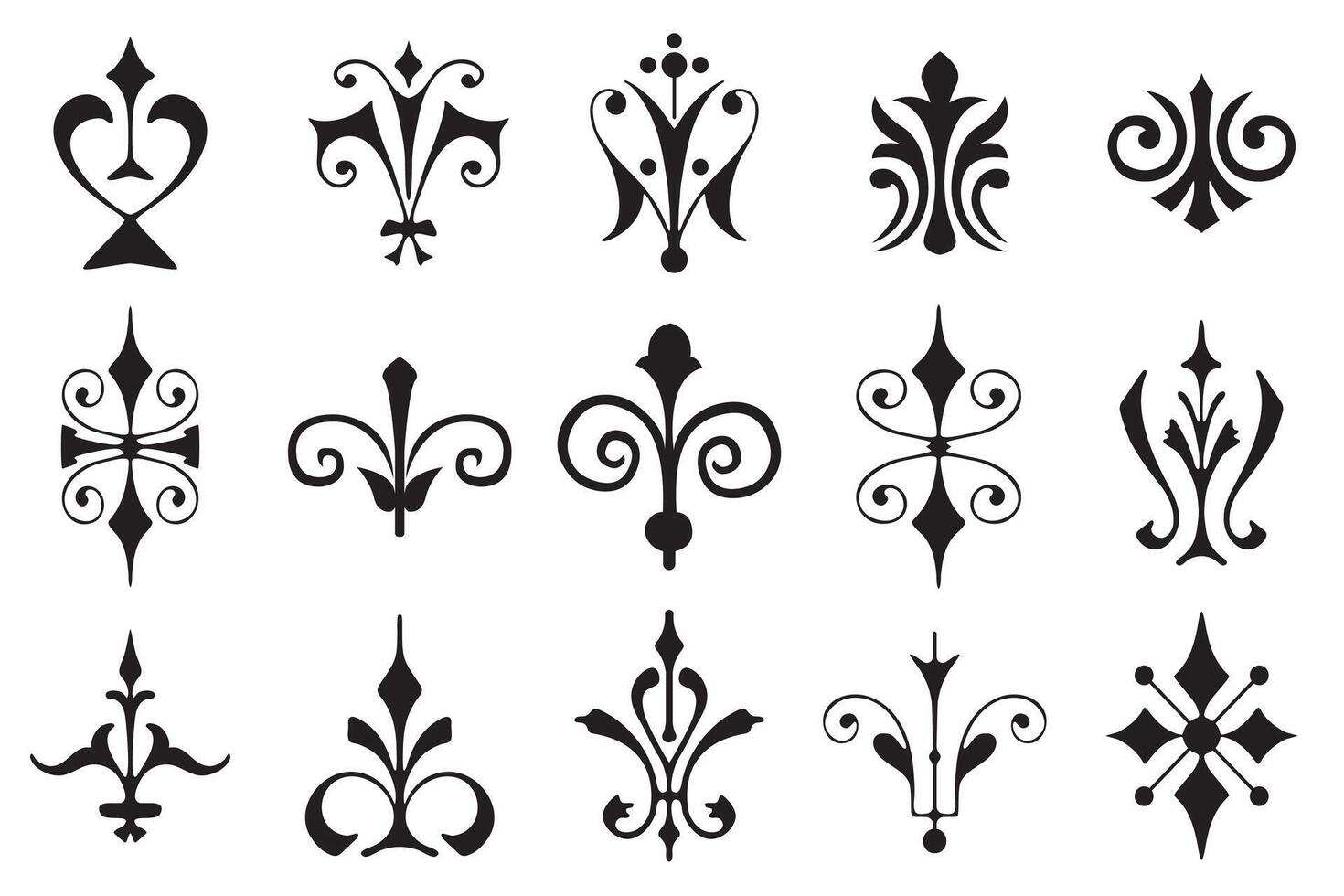 set vintage calligraphic design elements and page decoration for retro design with old ornaments. vector