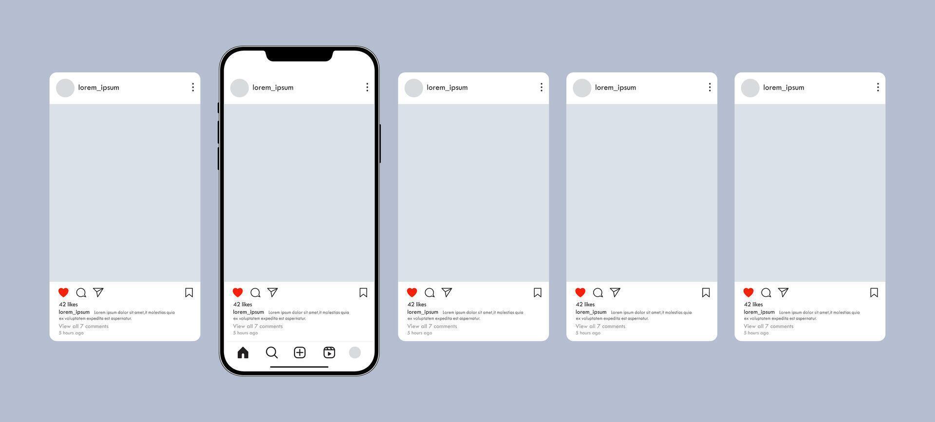 Social media posts layout mobile phone mockup template vector