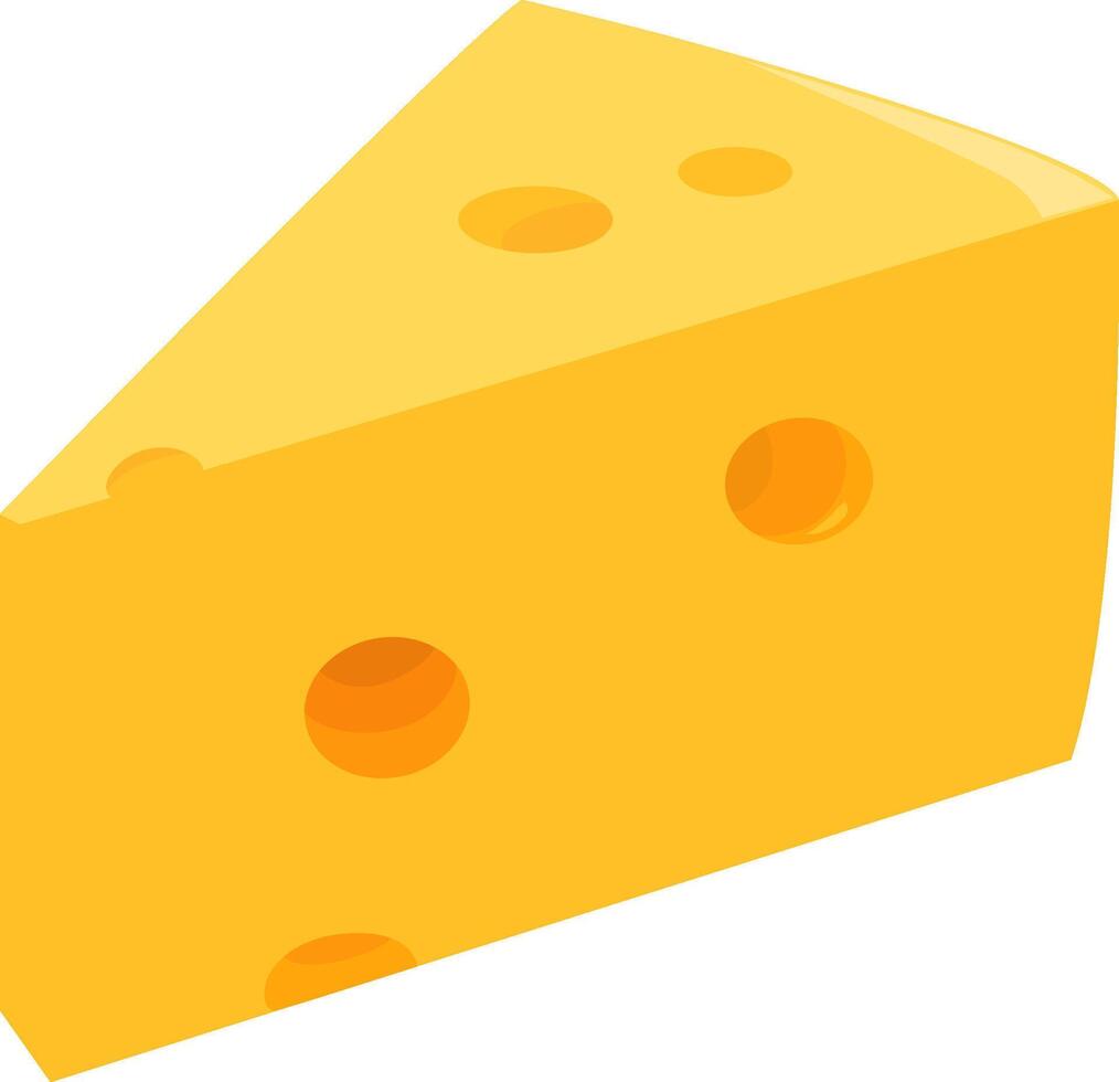 Sliced Swiss cheese. Piece cut out of yellow cheese head. Emmental or gouda yellow cheese. vector