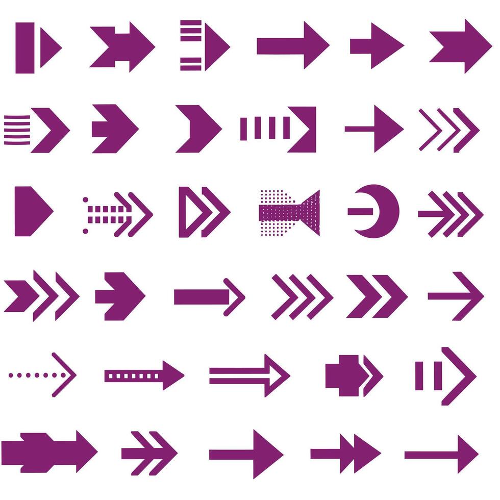 Collection of Magenta arrow symbols icons on white background vector