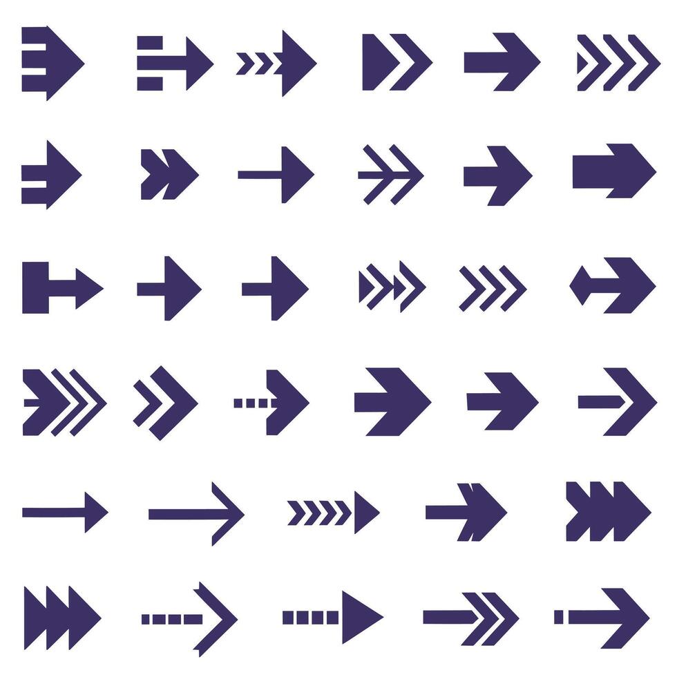 Collection of Amethyst arrow symbols icons on white background vector