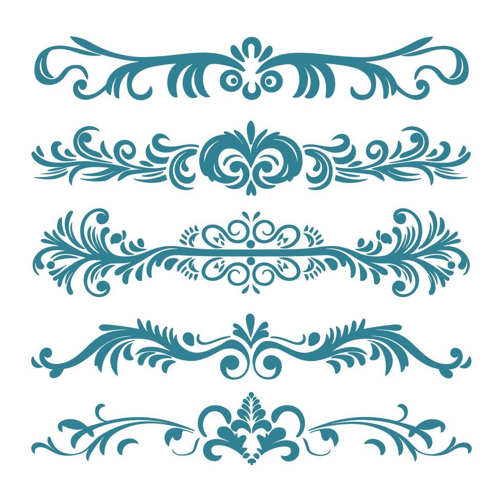Set of vintage floral borders vector