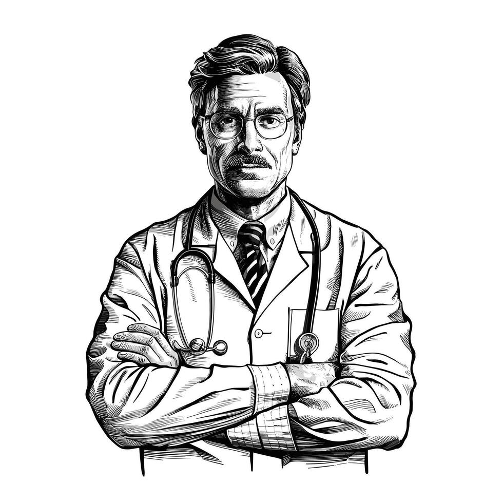 Doctor with stethoscope and glasses vector