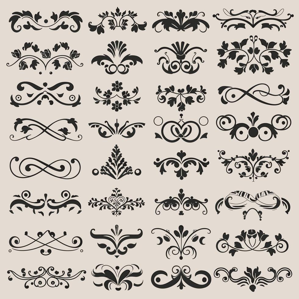 A large set of ornamental designs vector