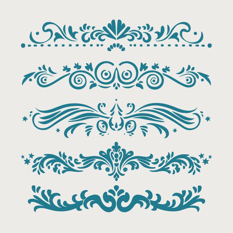 Set of vintage floral design elements vector