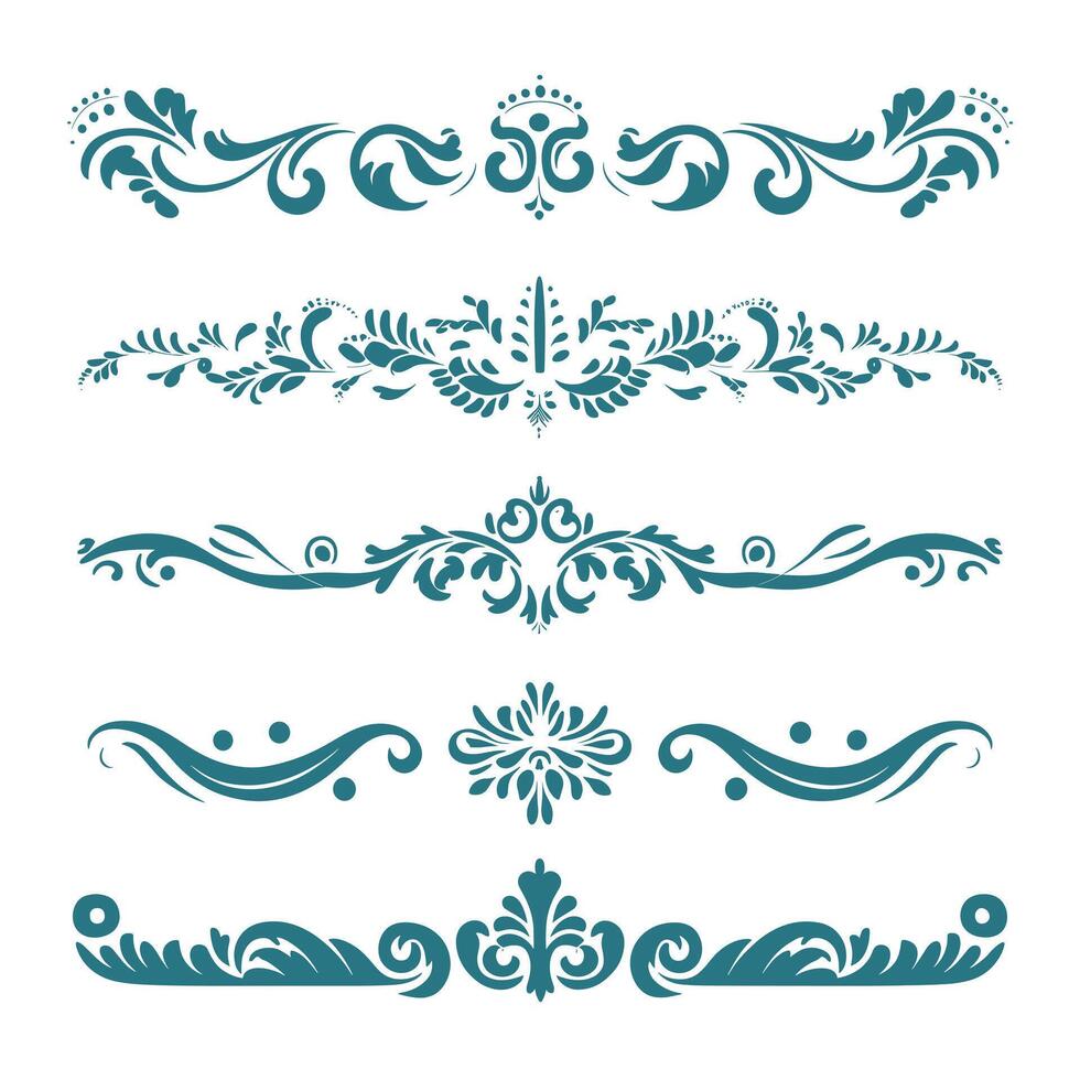 Set of vintage floral borders vector