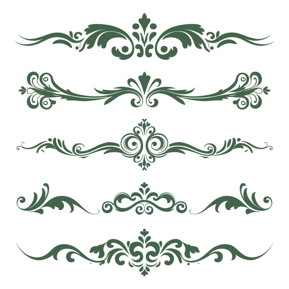 Set of decorative floral borders and scroll elements vector