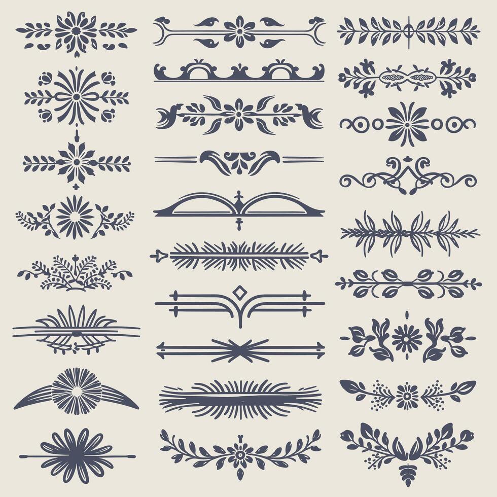Set of vintage floral design elements vector
