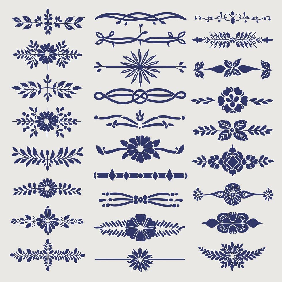 Set of decorative floral elements, decorative elements, decorative elements, decorative elements, decorative elements, decorative vector
