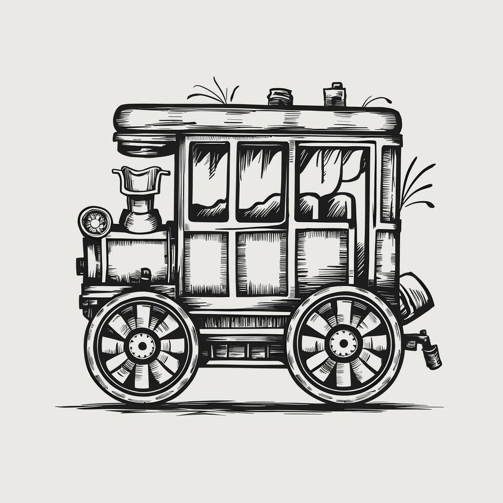 A sketch of a train on a white background vector