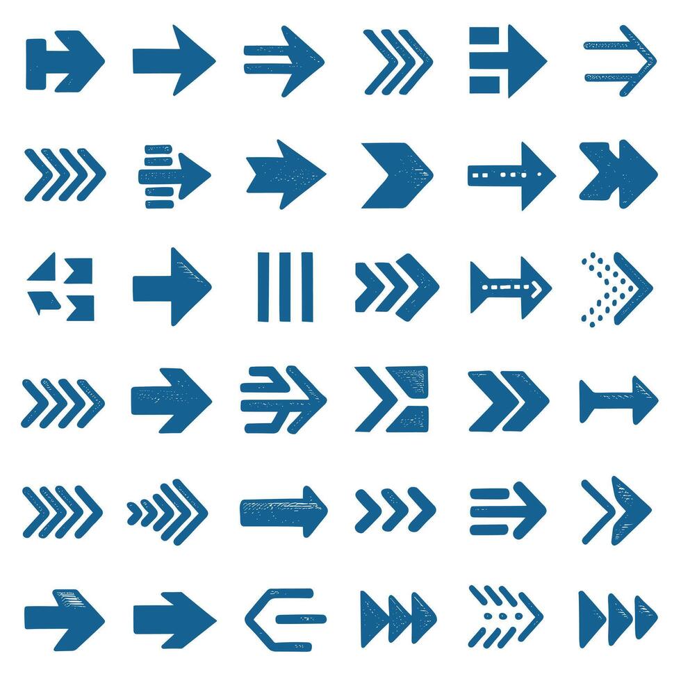 Cyan Arrow Icon Set with Diverse Designs and Orientations vector