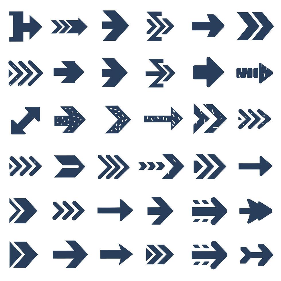 Slate Arrow Icon Set with Diverse Designs and Orientations vector
