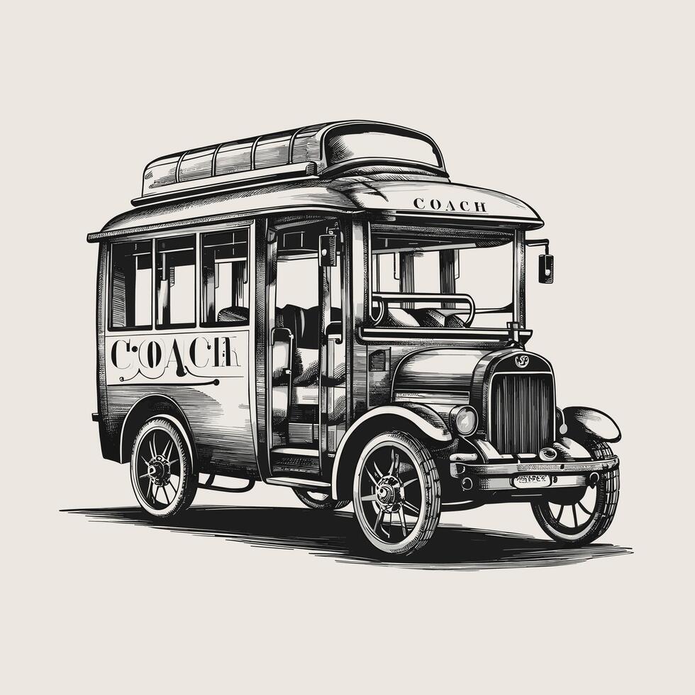 An old school bus with the words coach on it vector