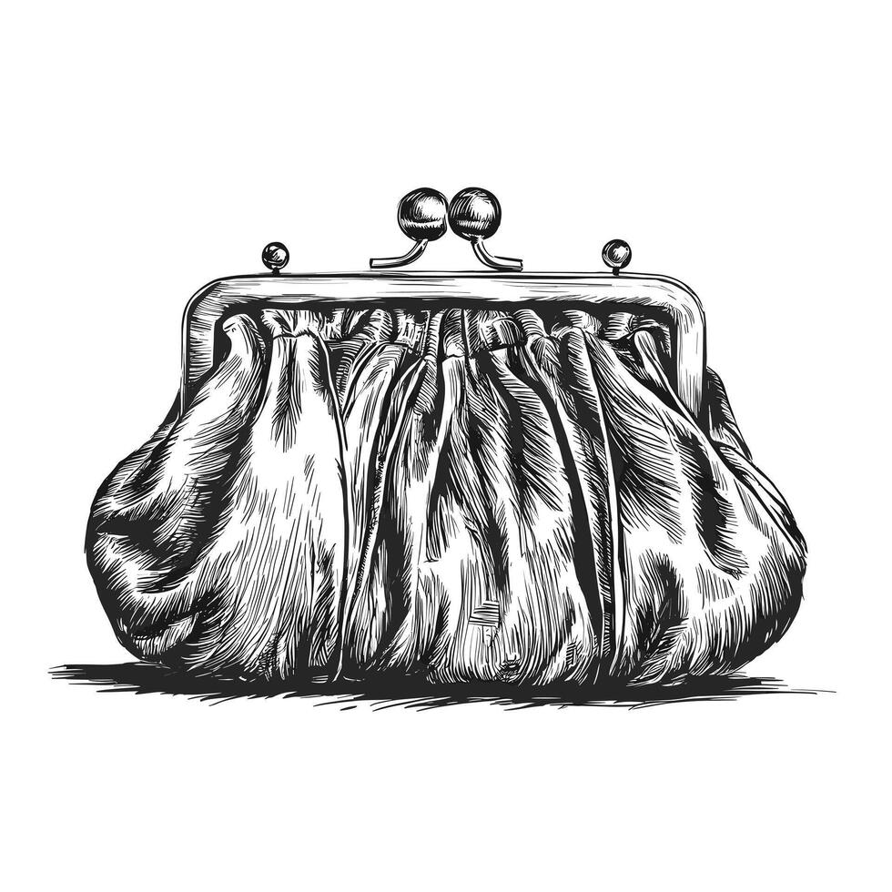 Hand drawn sketch of a purse vector