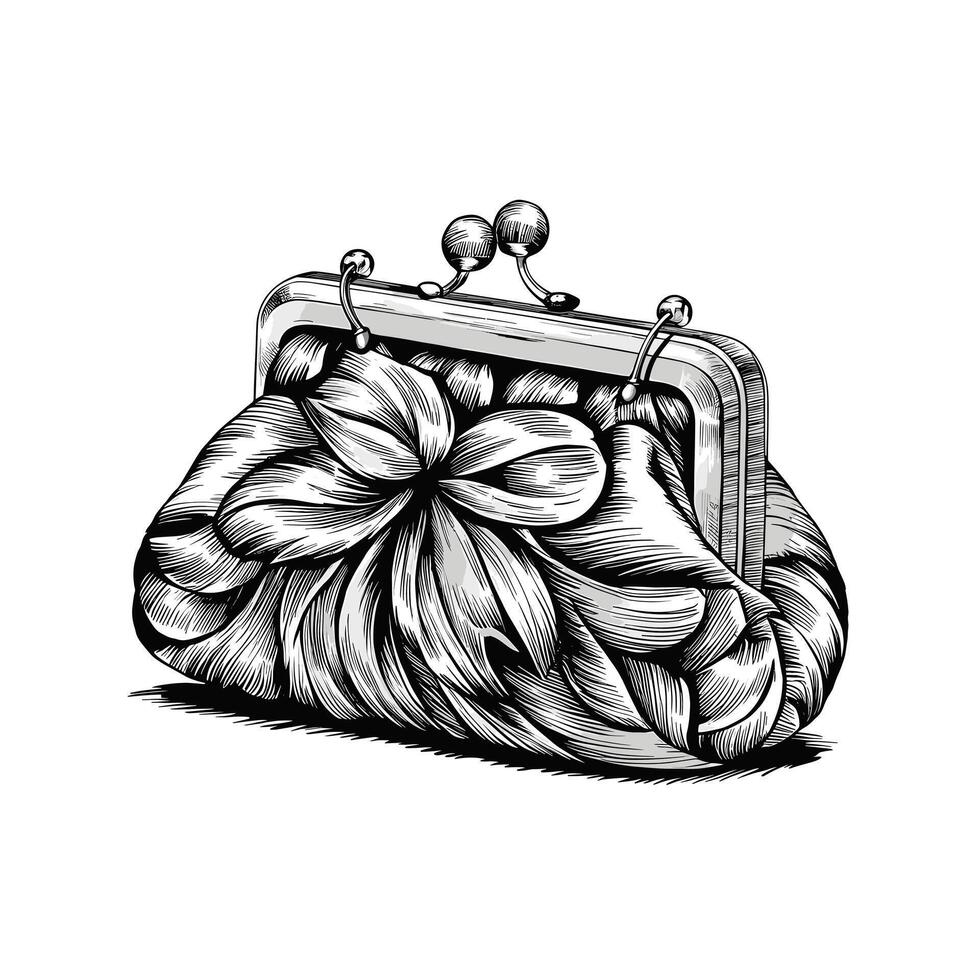 An illustration of a purse with flowers vector