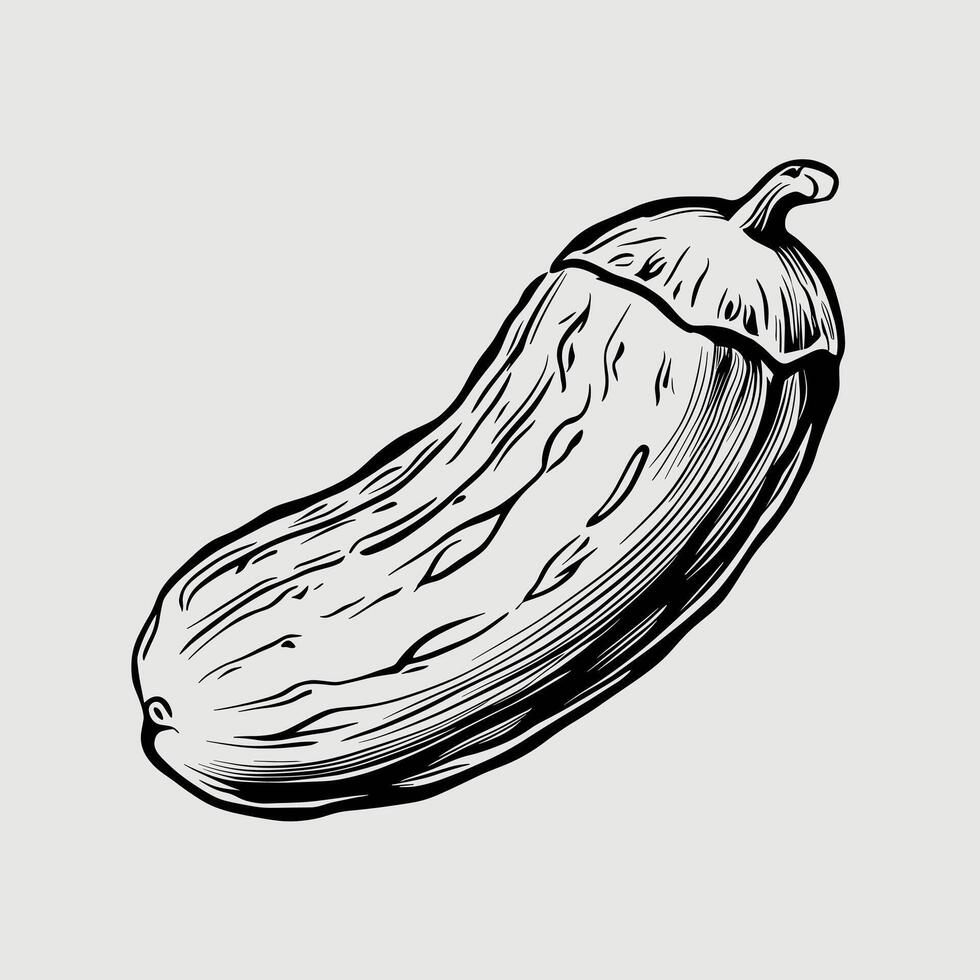 A black and white drawing of a pickle vector