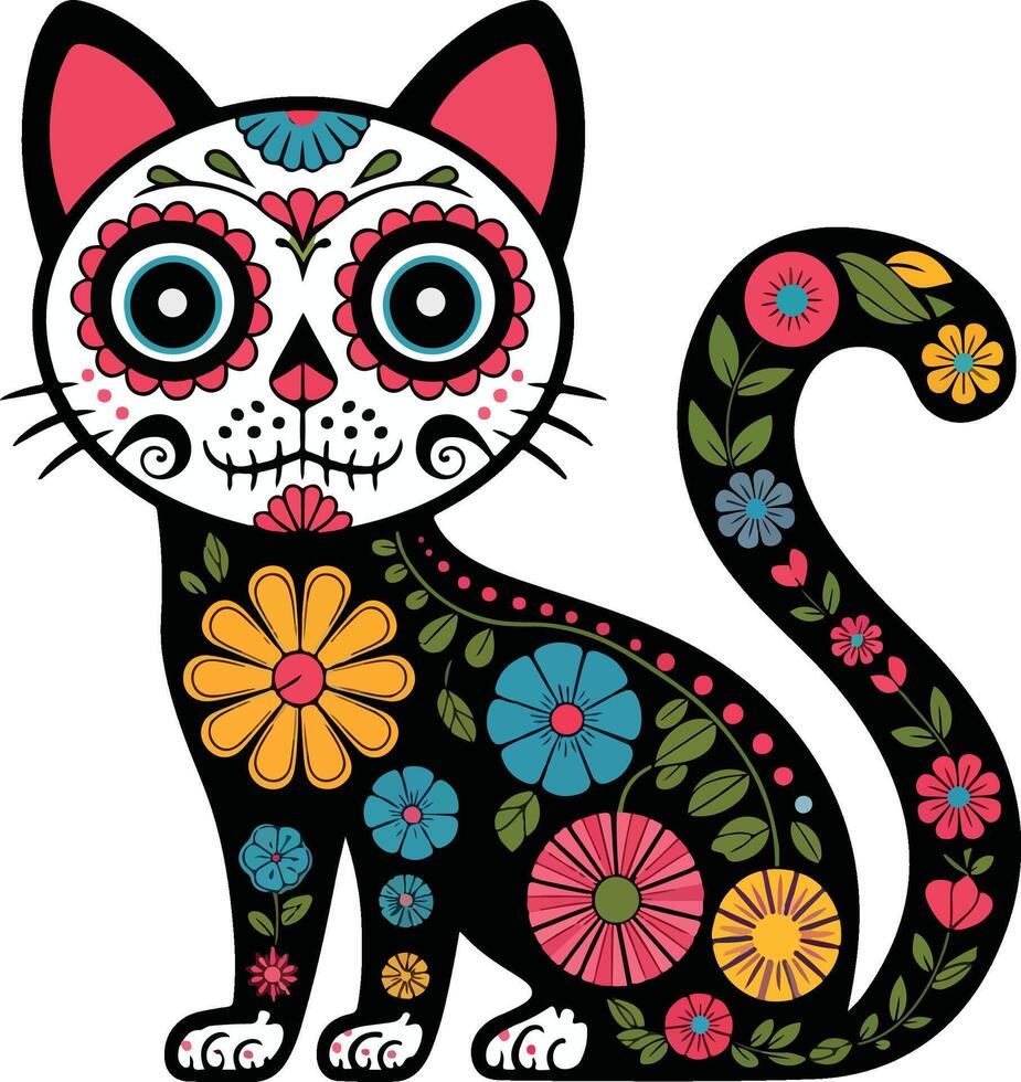 Cute Cat in a Rainbow of Colors Illustration Icon Art vector