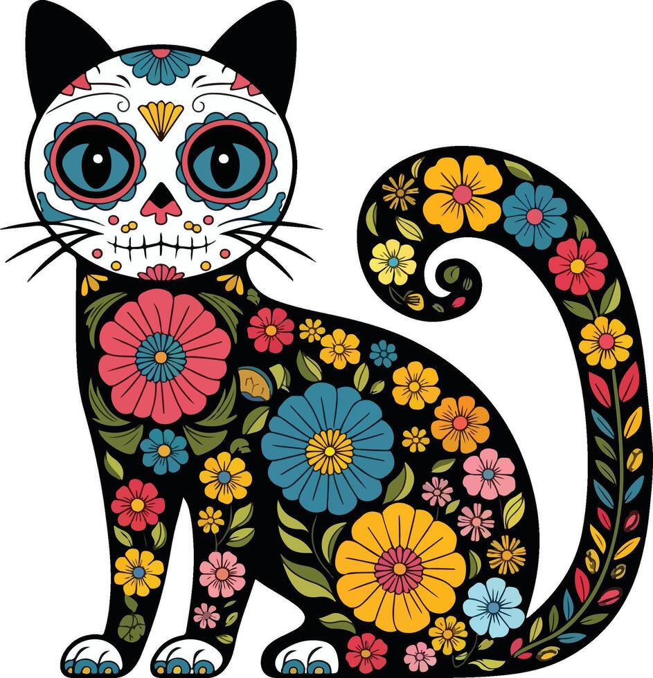 Bright and Bold Cat Illustration Icon Art vector