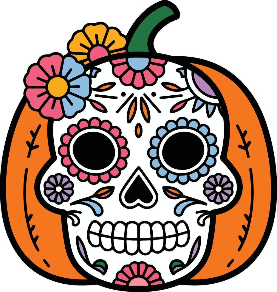 Where Halloween and Dia de los Muertos Collide vector